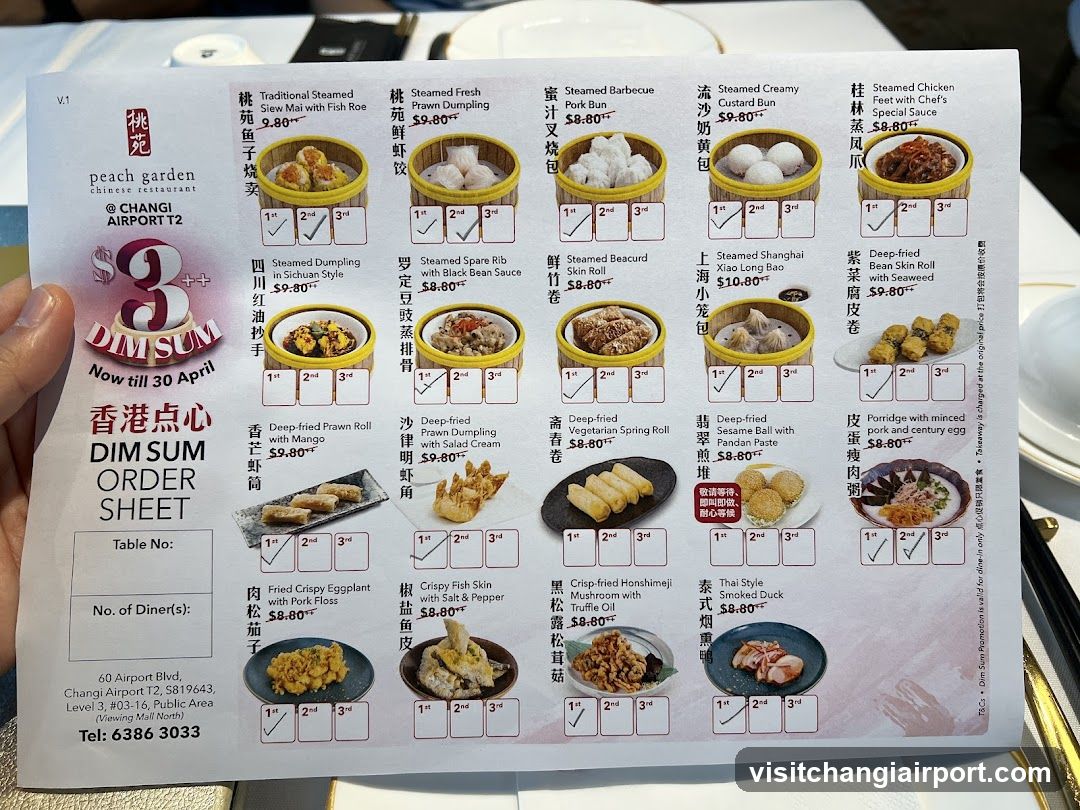 Peach Garden Dim Sum Order Sheet