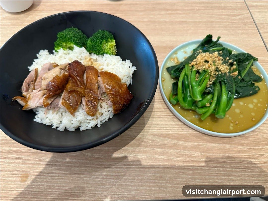 Roast Chicken Rice Bowl and Stir-fried Greens