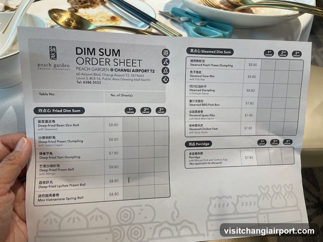 Peach Garden Dim Sum Order Sheet