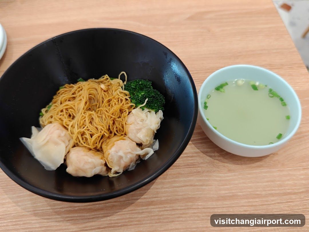 Noodle Bowl with Dumplings and Broccoli