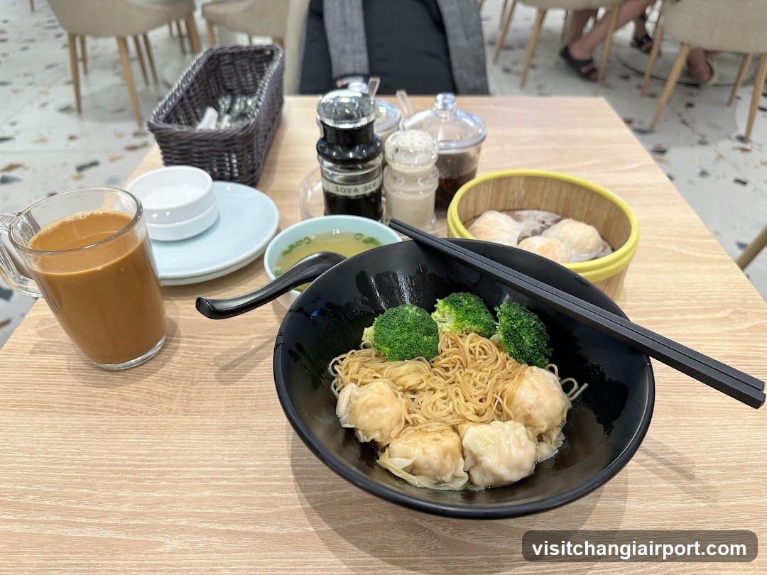 Dining Table with Noodles and Dim Sum