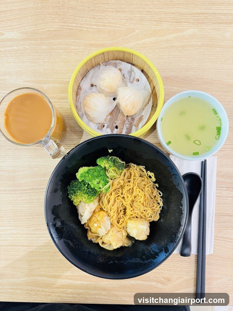 Dish with noodles and dumplings
