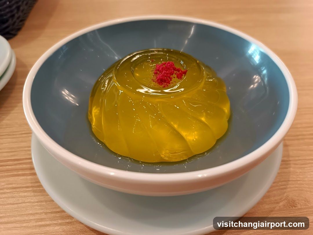 Yellow Jello Dessert with Red Garnish