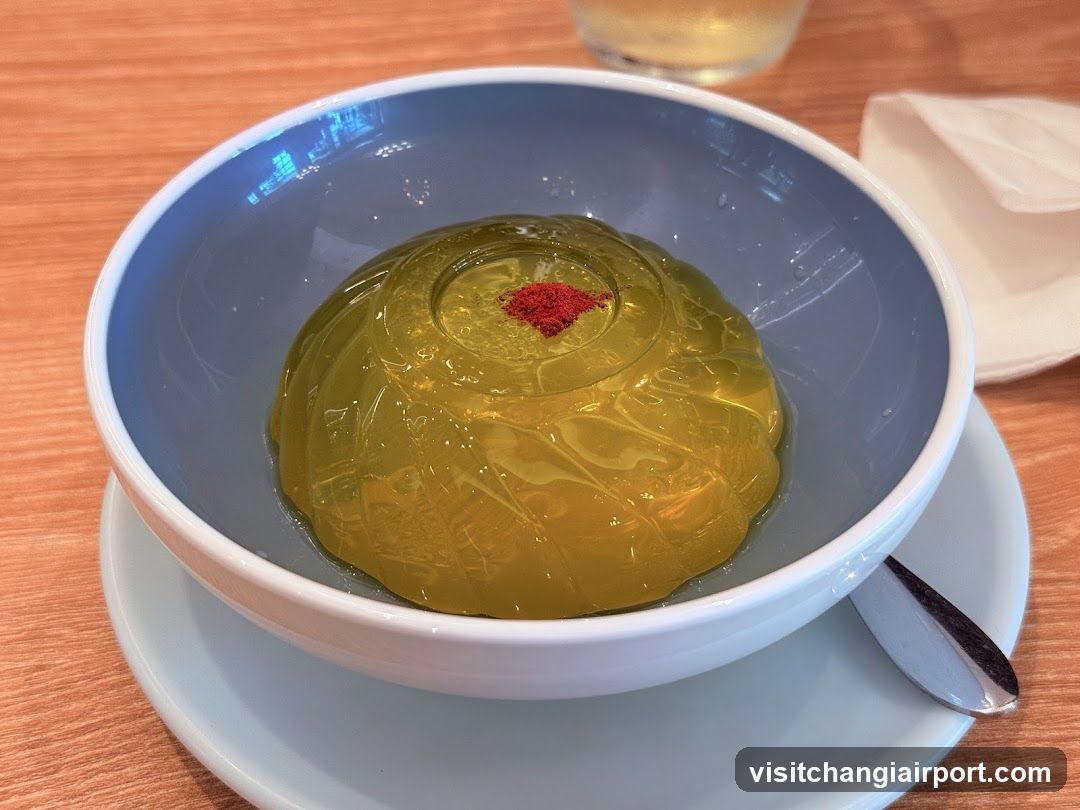 Yellow Gelatin Dessert with Red Dust