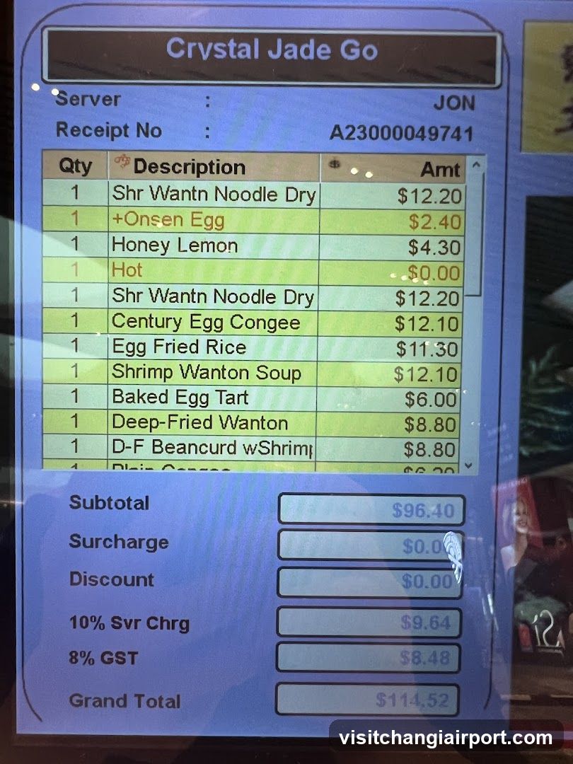 Crystal Jade Go Receipt Display