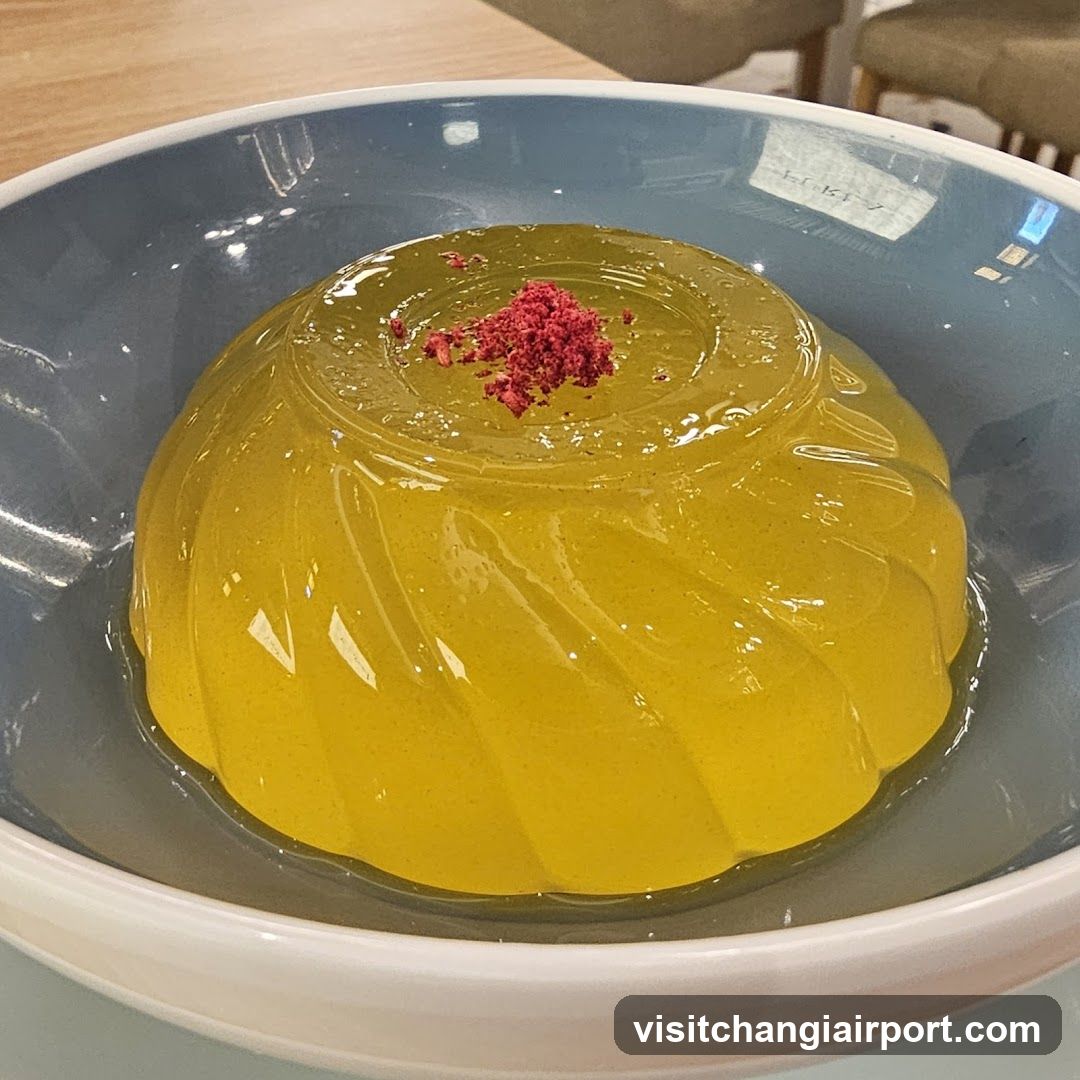 Yellow Jello Dessert with Red Garnish