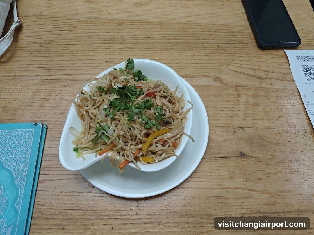 Noodle Dish on Wooden Table