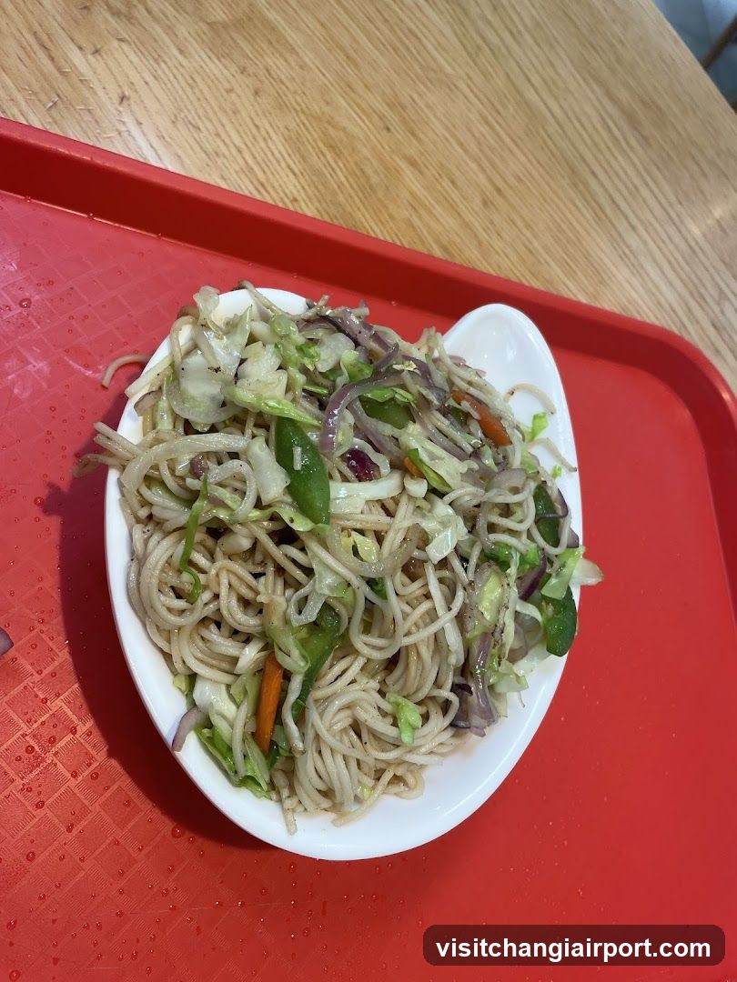 Noodle Dish on Red Tray