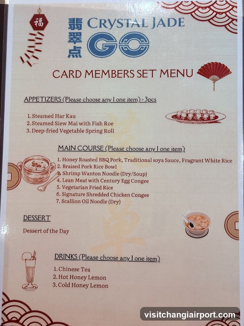 Crystal Jade GO Card Members Set Menu