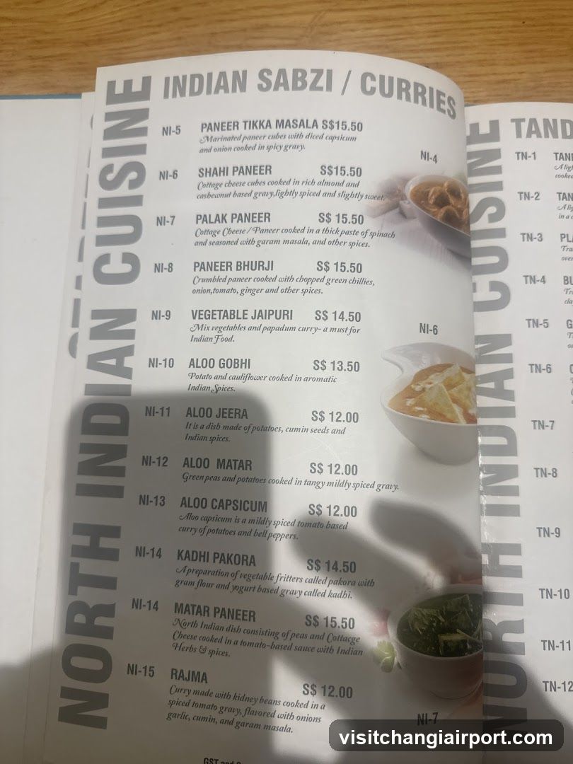 Indian Sabzi / Curries Menu Page