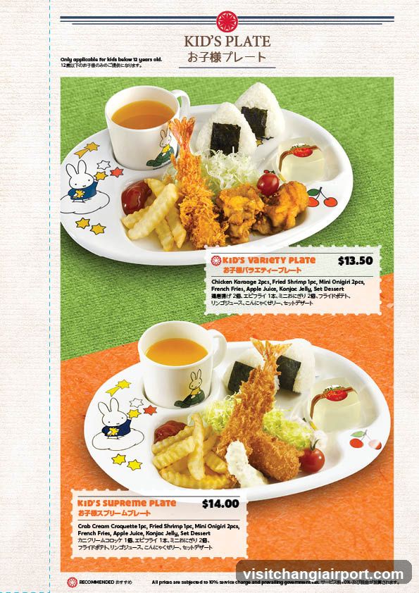 Kids Plate Menu Page