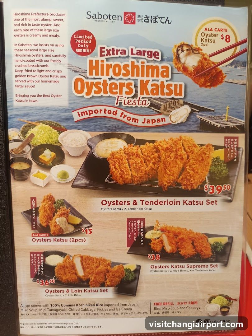 Saboten Oysters Katsu Menu