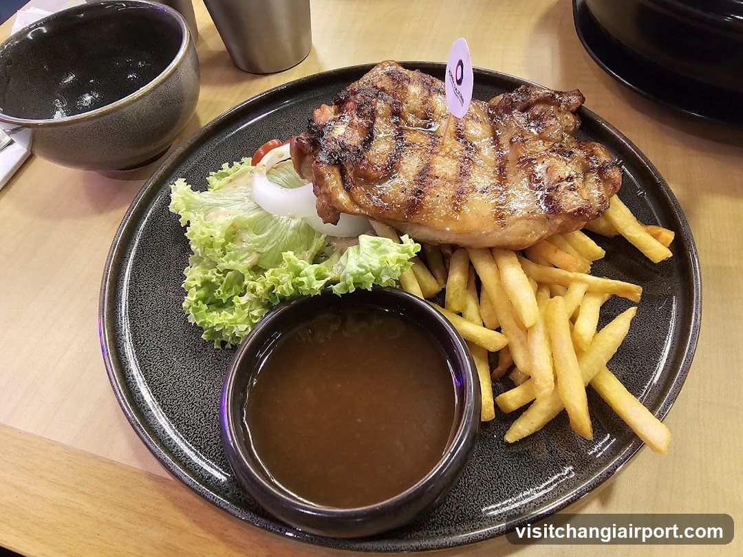 Grilled Steak with Fries and Sauce