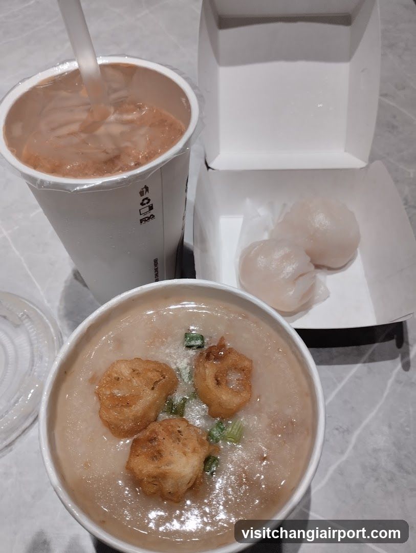 Breakfast Meal with Congee and Drink