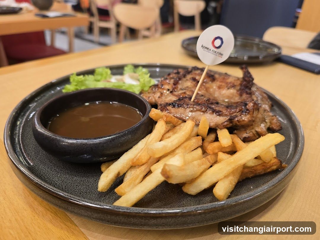 Grilled Steak with Fries and Sauce