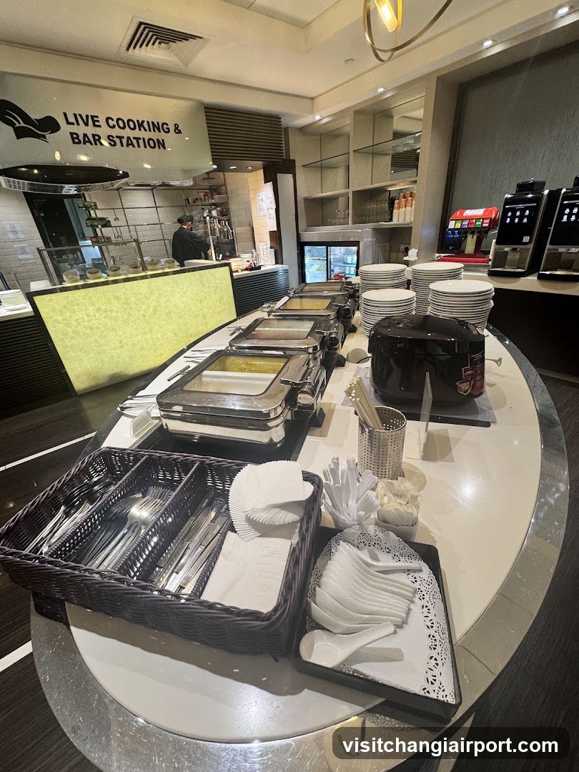 Buffet Setup with Live Cooking Station