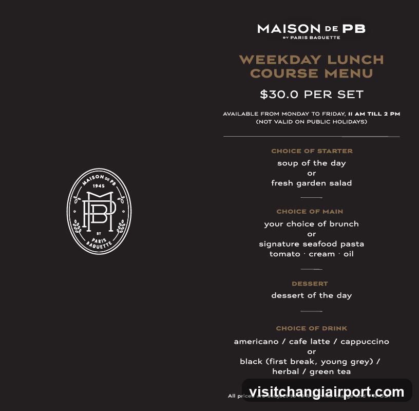 Maison de PB Weekday Lunch Course Menu