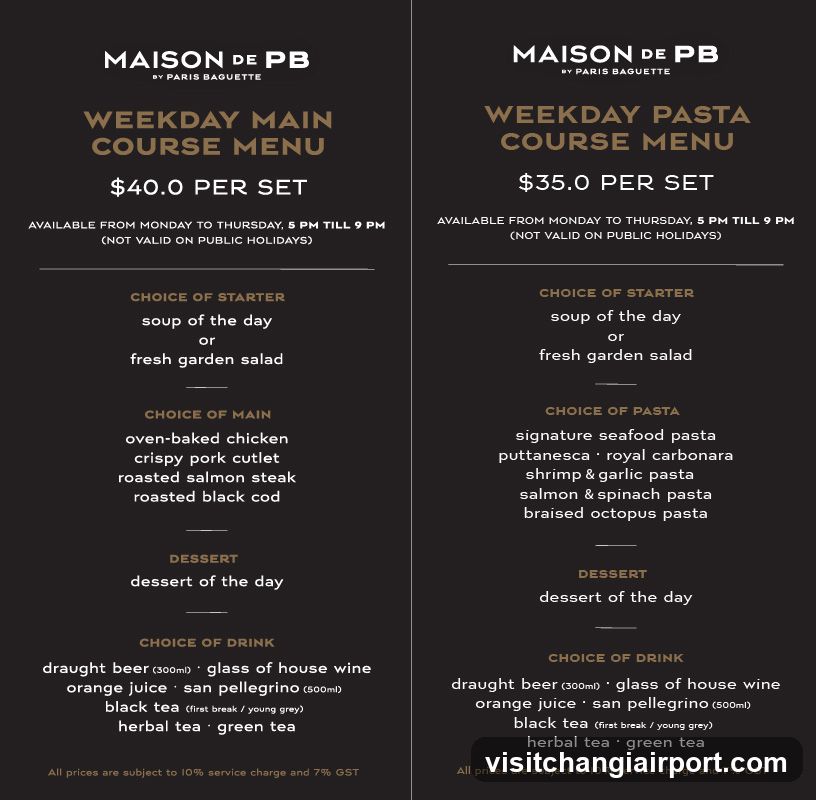 Maison de PB Weekday Course Menu