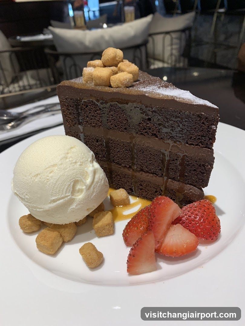 Chocolate Cake with Ice Cream and Strawberries