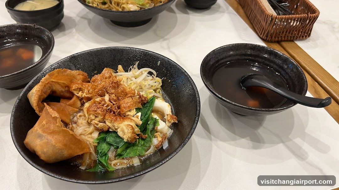 Noodle Bowl with Fried Dough and Broth