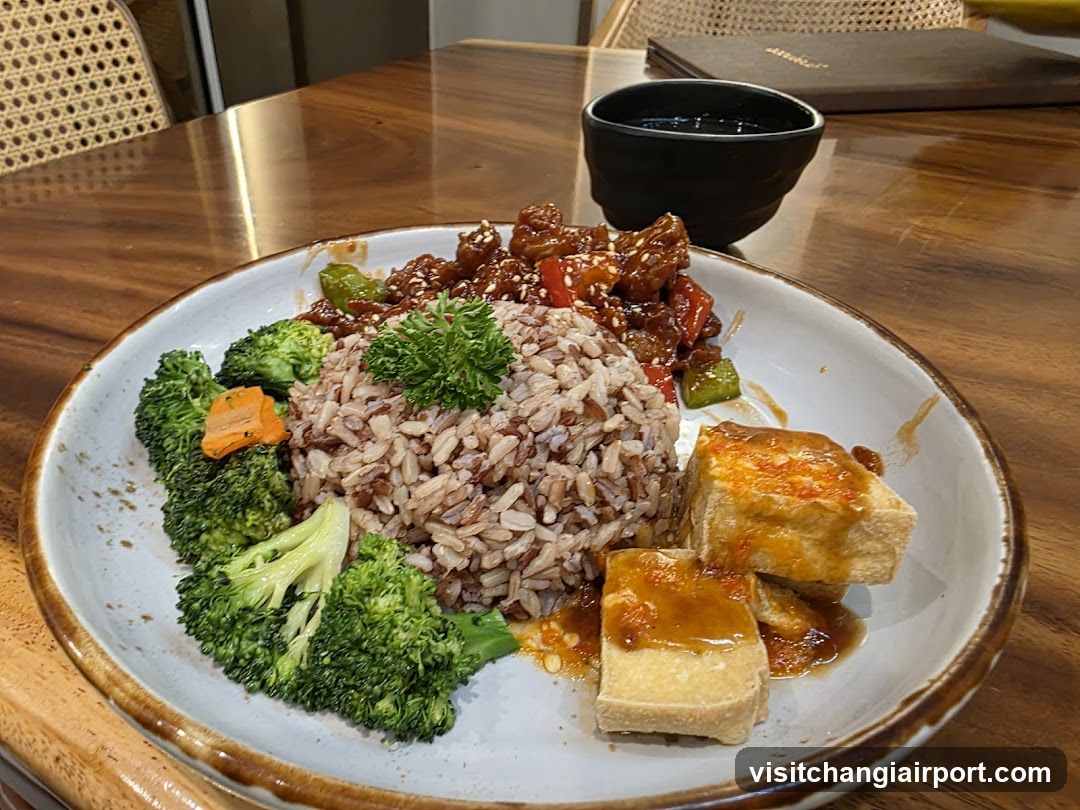 Plate of Food with Rice and Tofu