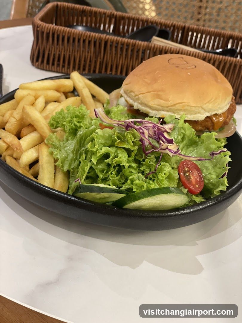 Burger with Fries and Salad