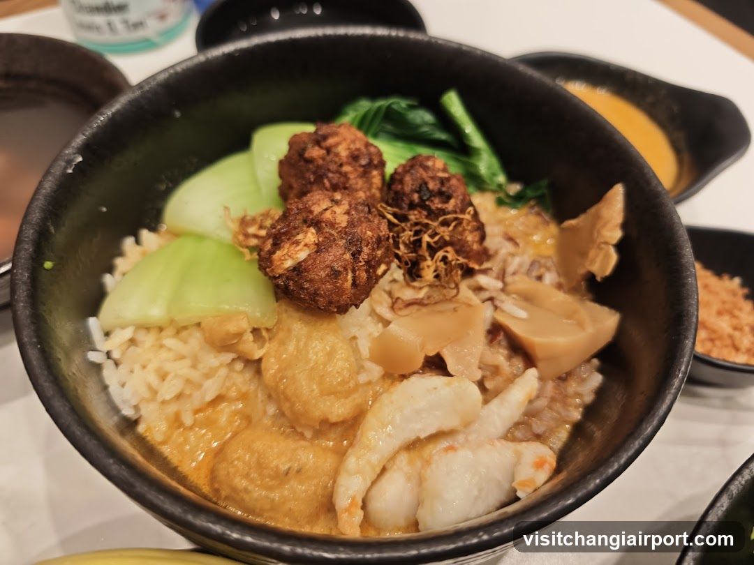 Curry Rice Bowl with Meatballs and Vegetables