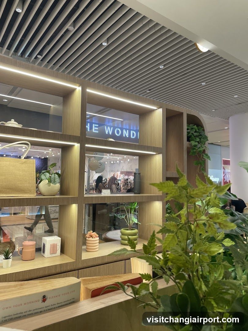 Interior Display Shelf with Merchandise and Plants
