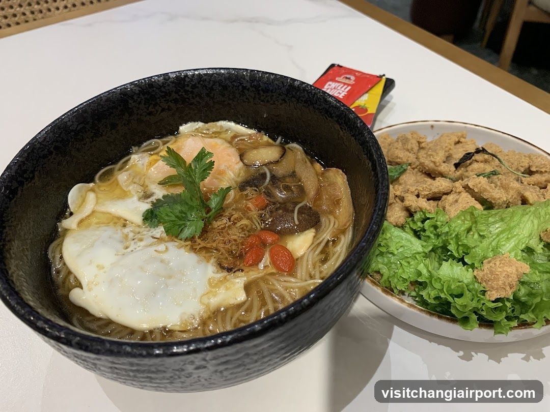 Noodle Bowl with Fried Egg and Side Dish