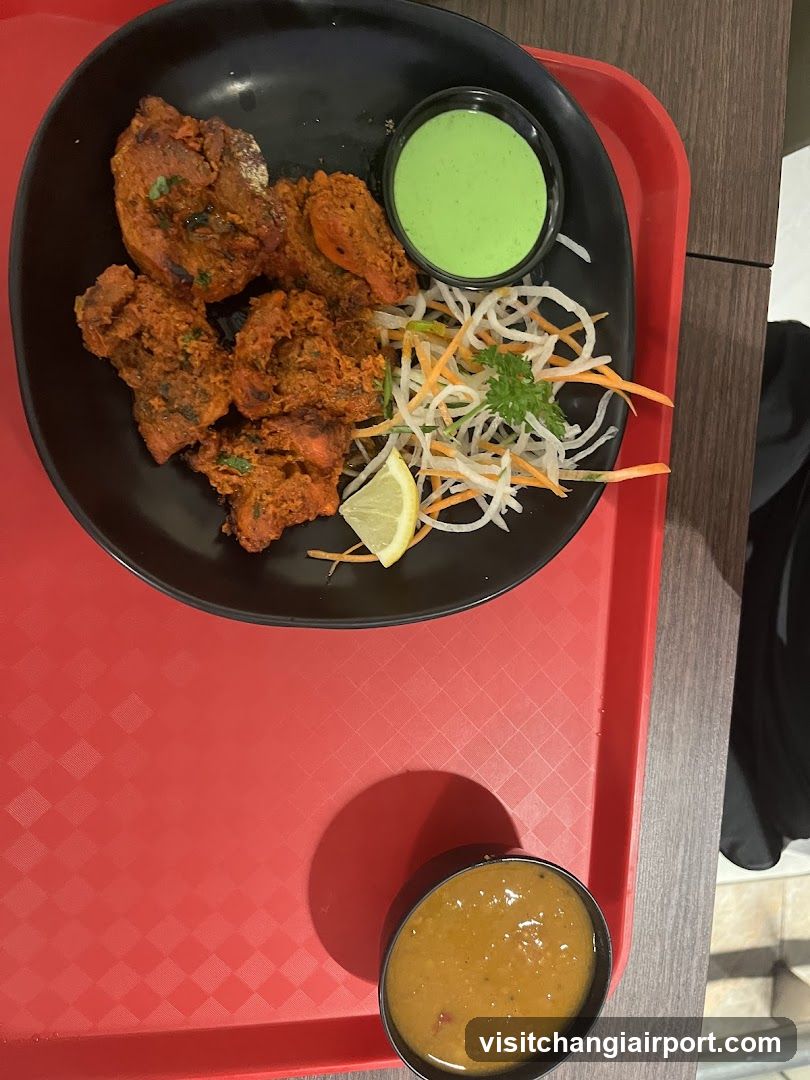 Indian Snack Platter with Chutney and Salad