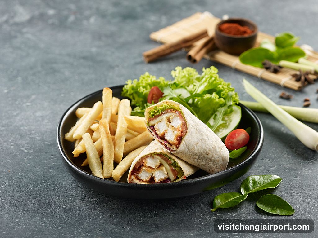 Healthy Wrap with Fries and Salad