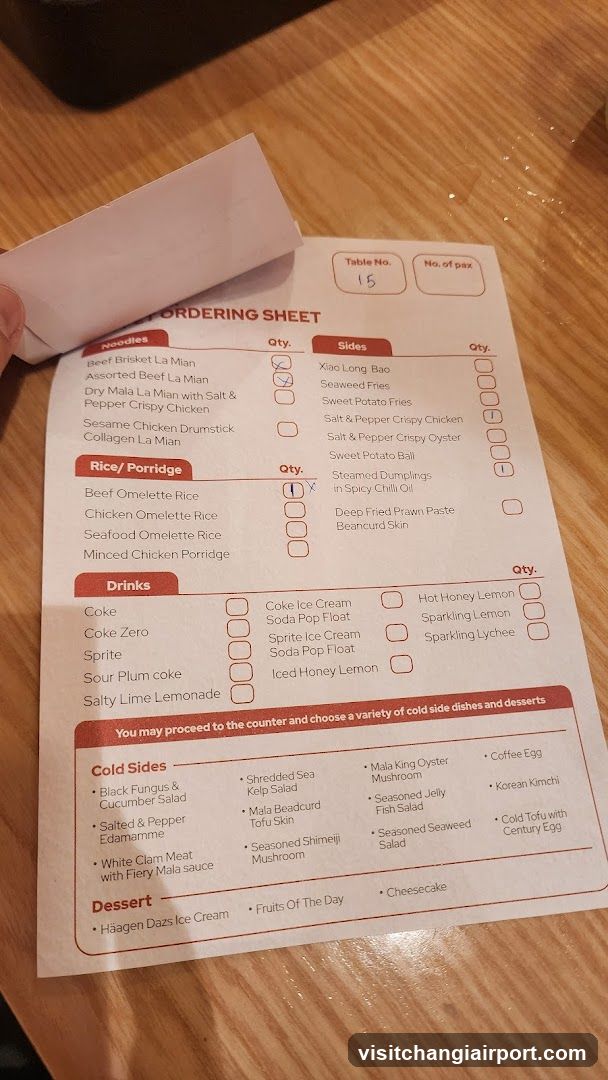 Ordering Sheet
