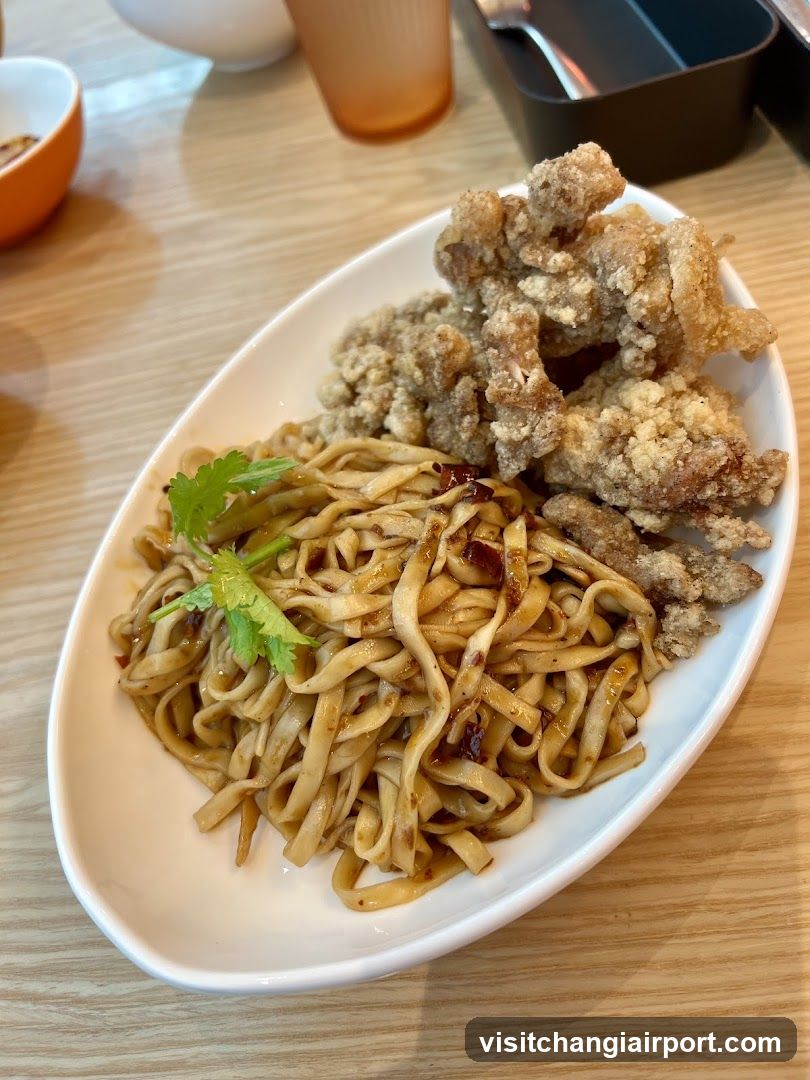 Fried Chicken and Noodles Dish