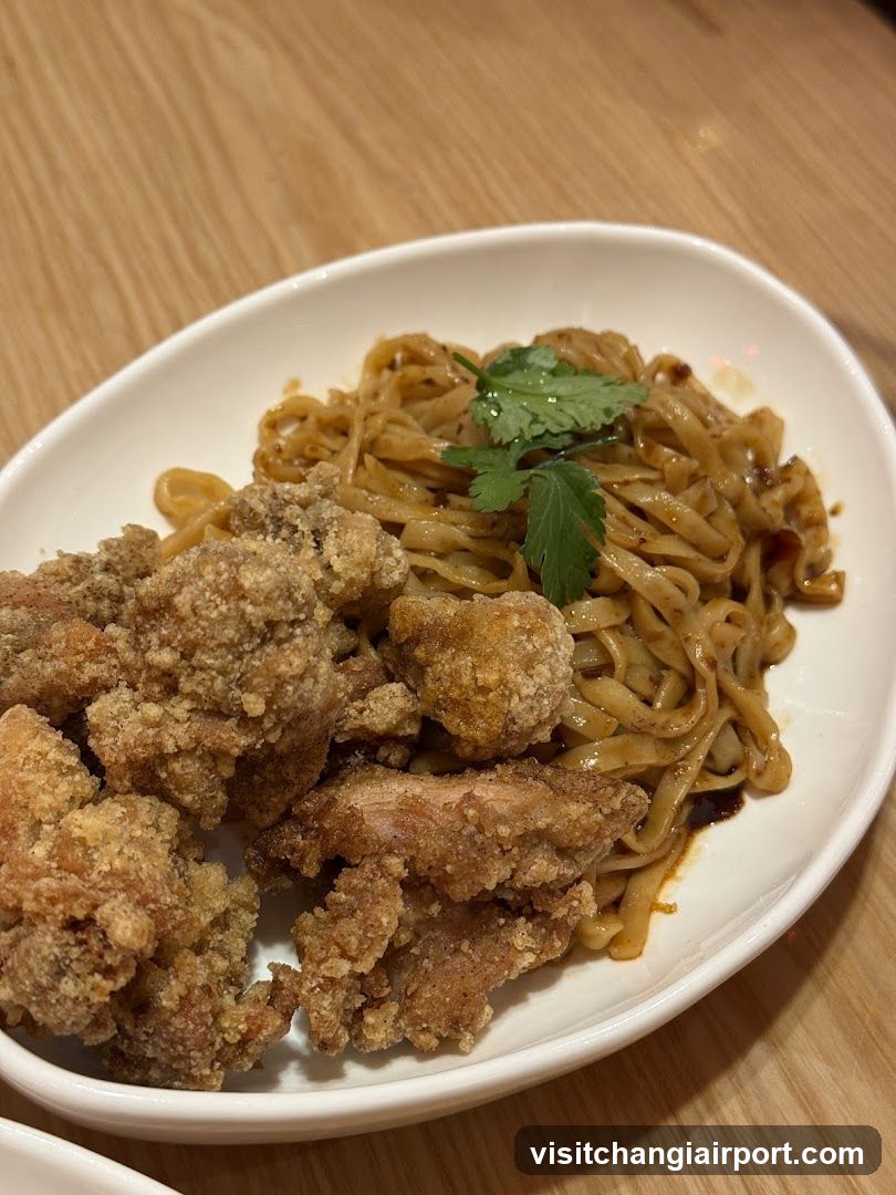 Fried Chicken and Noodles Dish