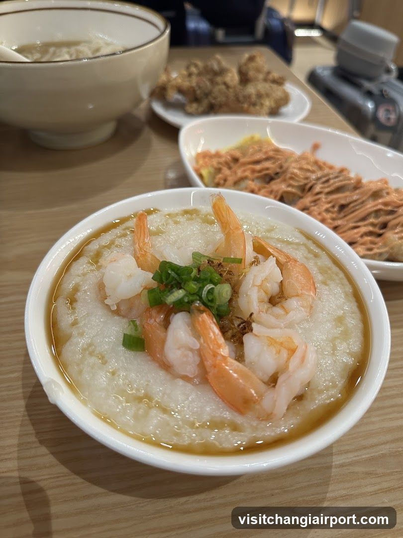 Shrimp Congee with Side Dishes