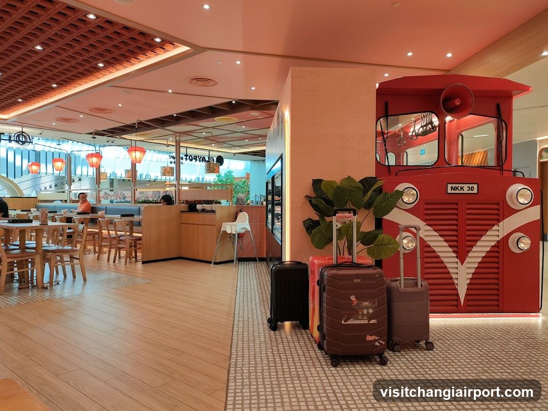 Red Train Interior with Luggage Display