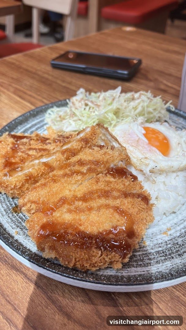 Katsu Don with Fried Egg and Coleslaw