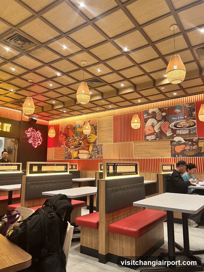 Restaurant Interior with Booth Seating and Wall Art