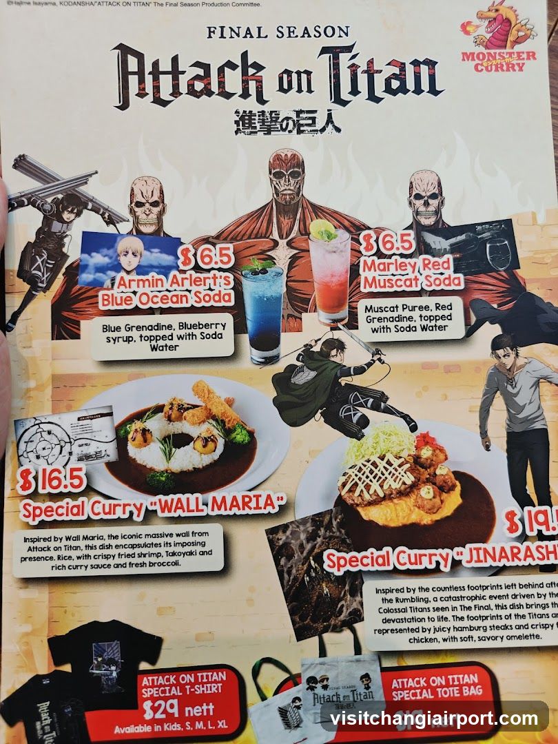 Attack on Titan Merchandise and Menu Flyer