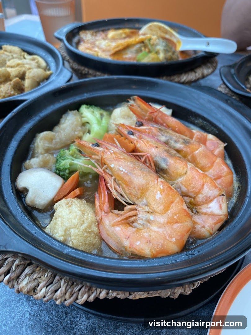 Shrimp Hot Pot with Vegetables and Dumplings