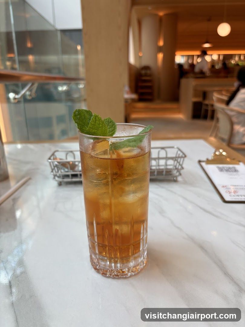 Beverage with Mint Garnish