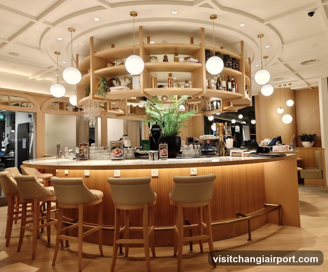 Bar Interior with Hanging Lights and Wooden Shelving