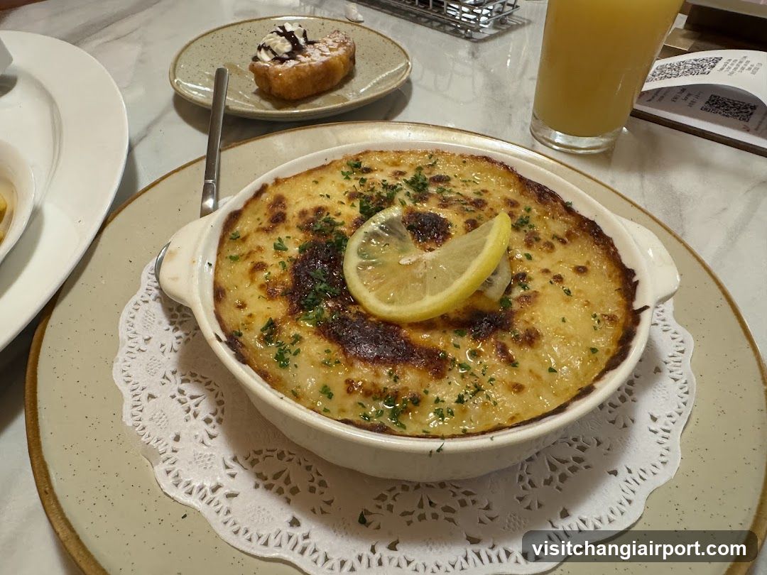 Baked Dish with Lemon Garnish