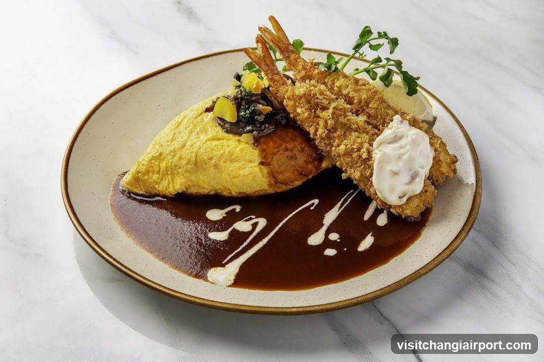 Omelette with Tempura and Sauce