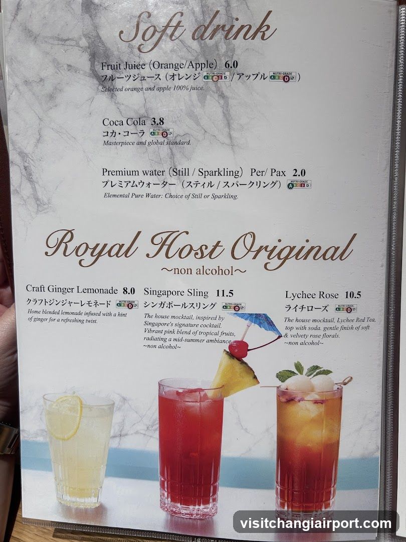 Soft drink & Royal Host Original Menu