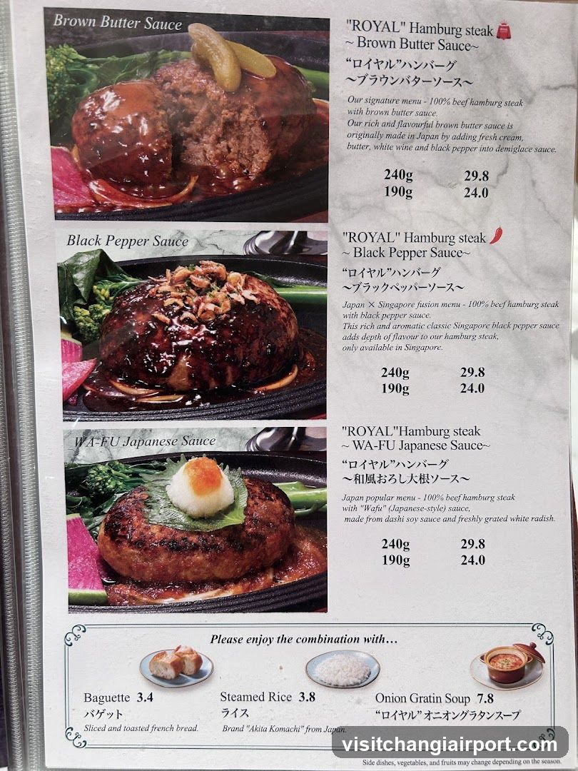 Royal Burger Menu Page