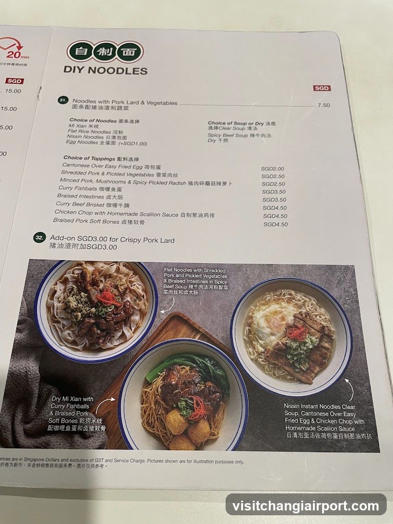 DIY Noodles Menu