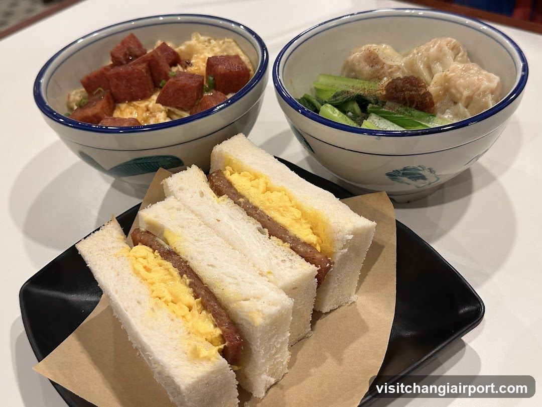 Food Spread with Sandwich and Bowls