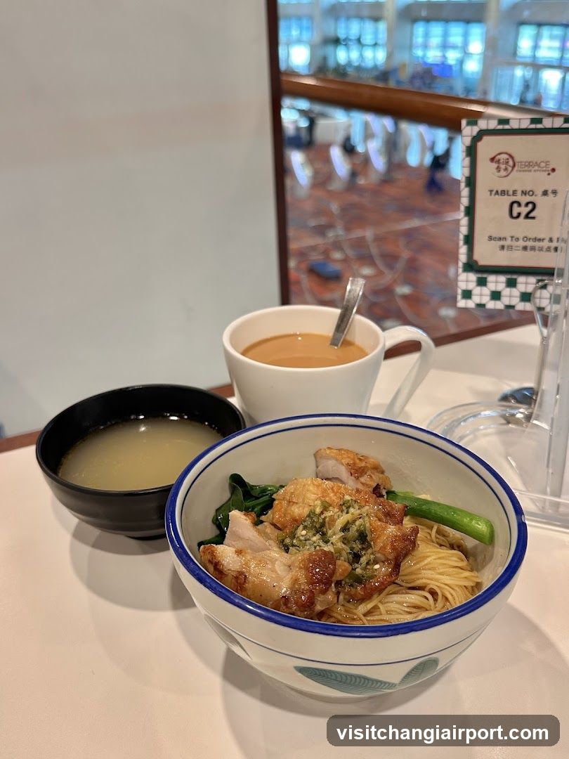 Noodle Bowl with Soup and Coffee