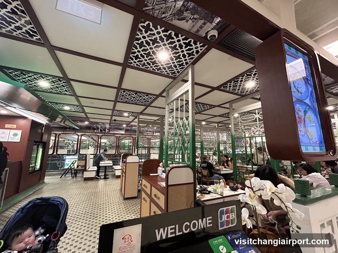 Restaurant Interior with Decorative Ceiling and Dining Area